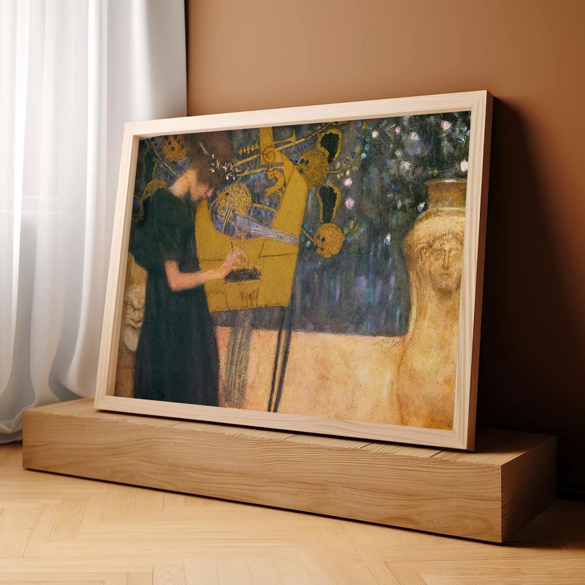 Gustav Klimt - The Music - Framed Canvas Print, Abstract Art, Classic Wall Decor for Home