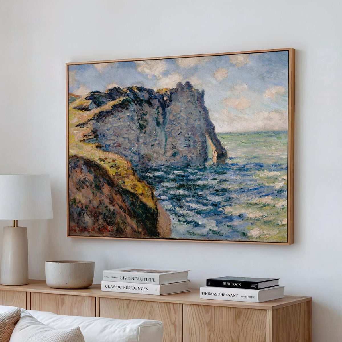 Claude Monet, Cliff of Aval Etretat - Sea Cliff Landscape, Impressionist Coast Print, Dramatic Rocks Art, Modern Home Ca
