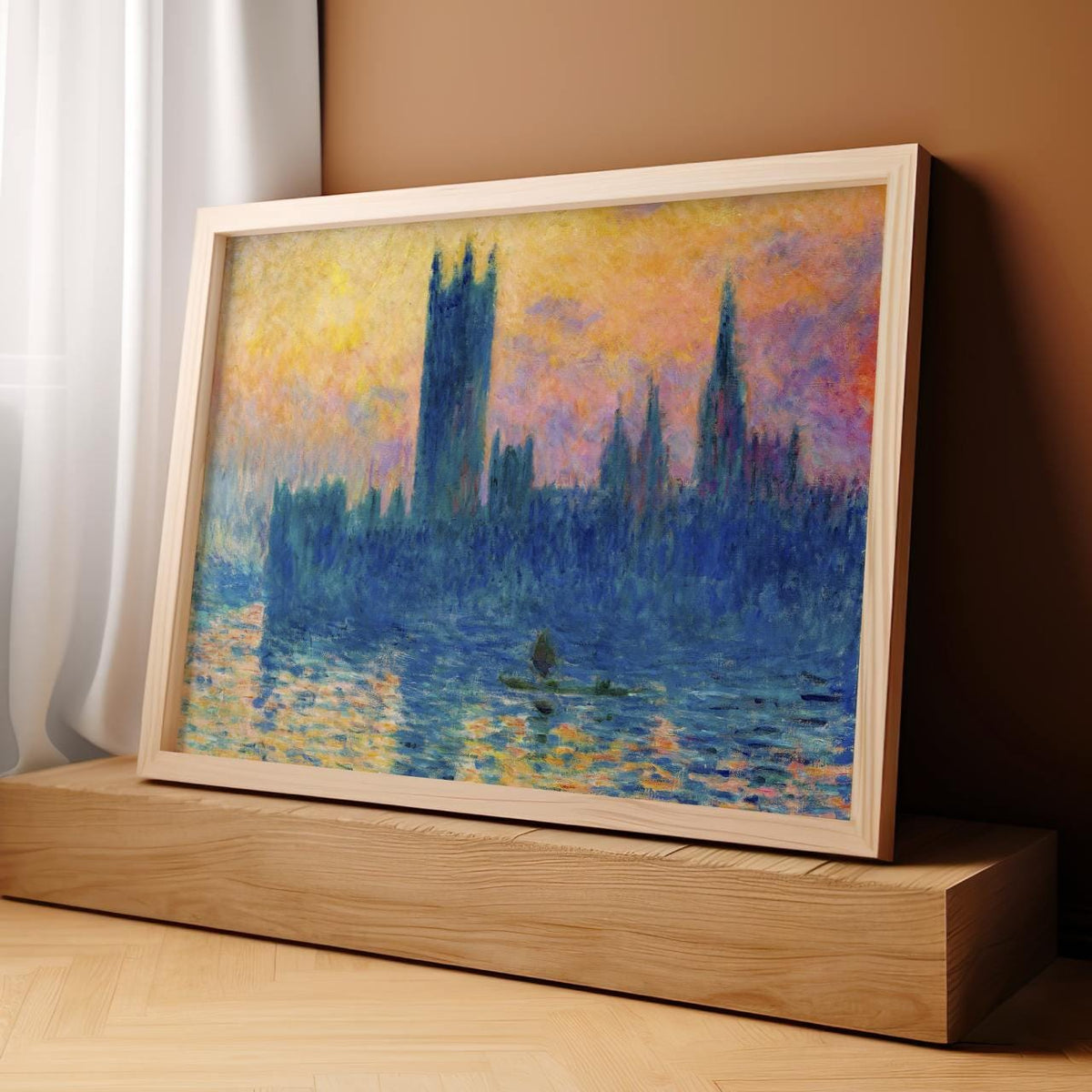 Claude Monet, Parliament Sunset - Thames Houses Print, Impressionist Sky Art, London Decor, Modern Living Room Canvas Wa