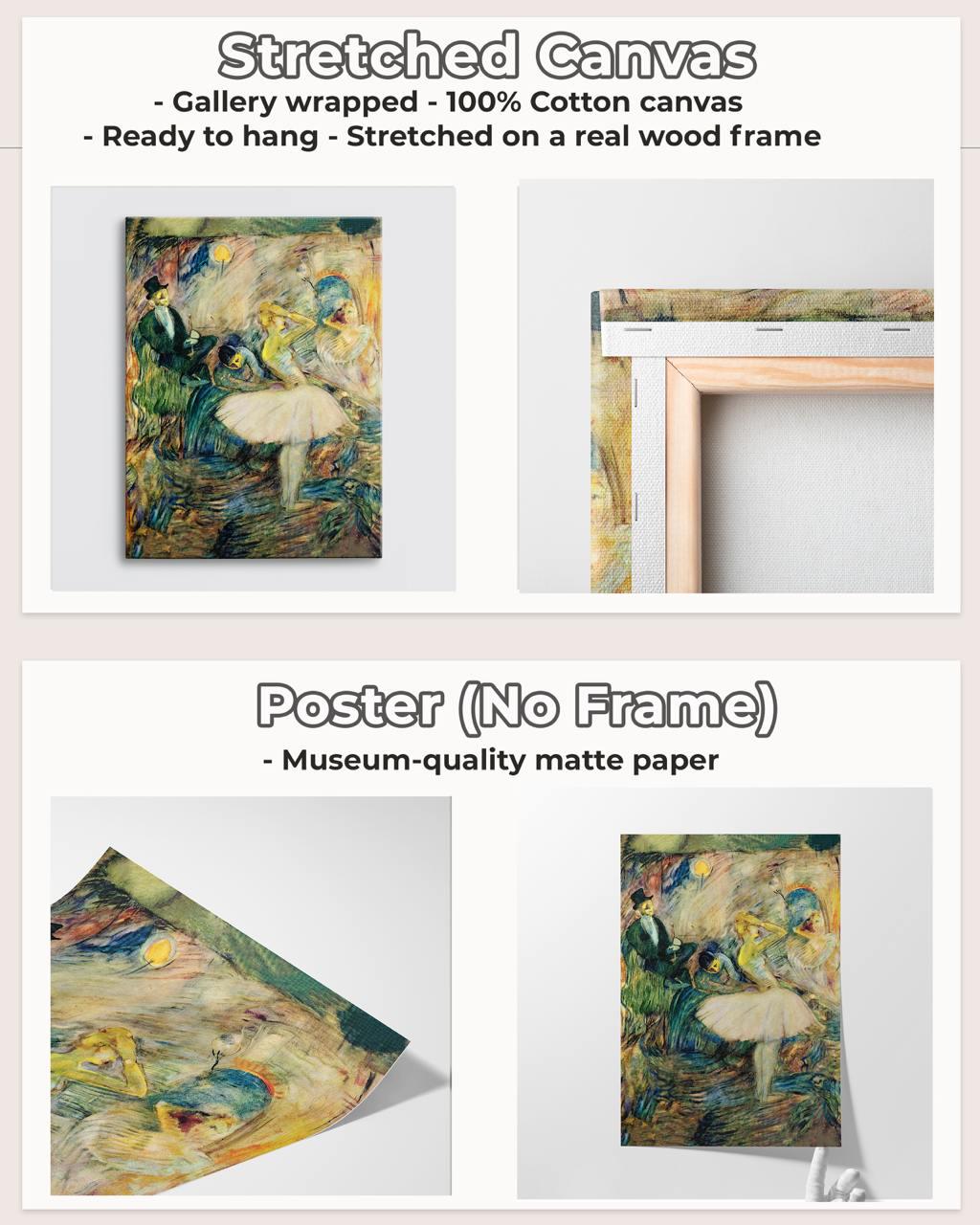 Henri de Toulouse-Lautrec, Ballet Dancer 1890s - Framed Canvas Wall Art Print, Home Decor, Large Wall Art