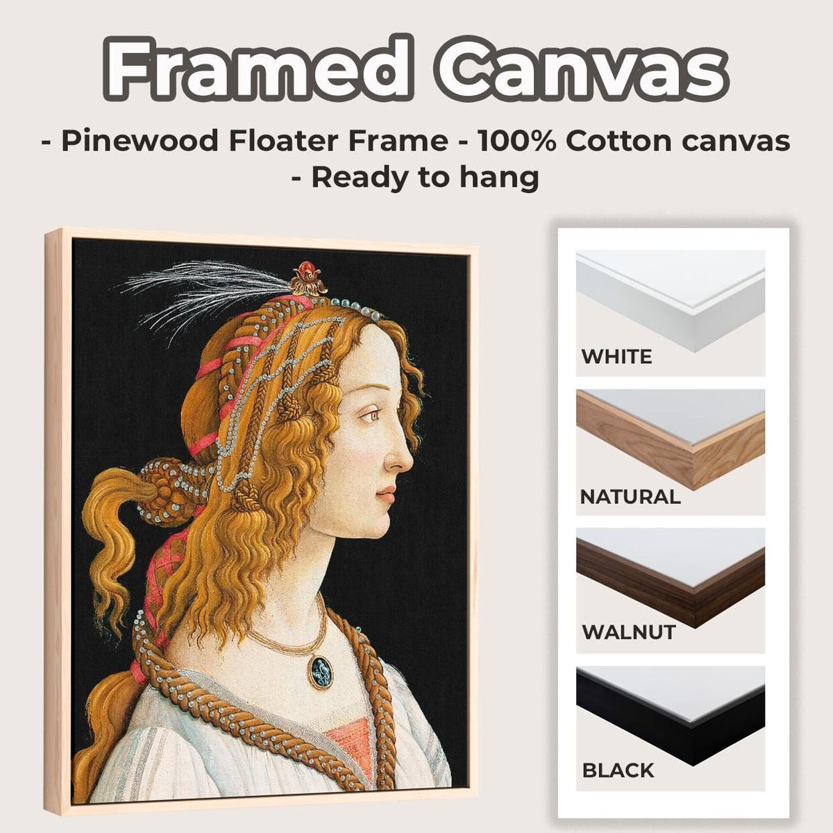 Sandro Botticelli, Primavera Spring 1482 - Large Canvas Wall Art Print, Home Decor, Framed Canvas Art