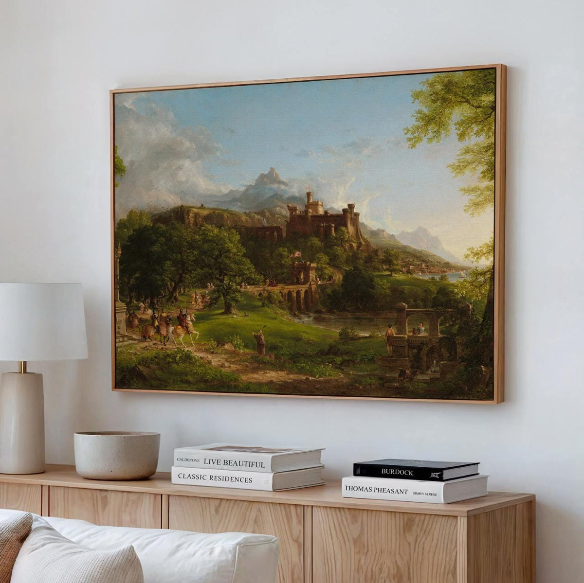 Thomas Cole - The Departure 1837 - Romantic Castle Landscape Canvas Print, Mountain Wall Art, Large Framed Decor
