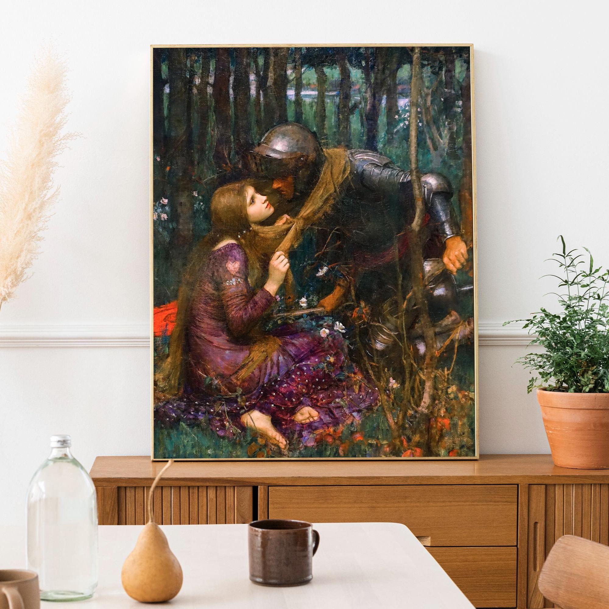John William Waterhouse - La Belle Dame sans Merci. Canvas painting, Couple love art print, Extravagant painting, Galler