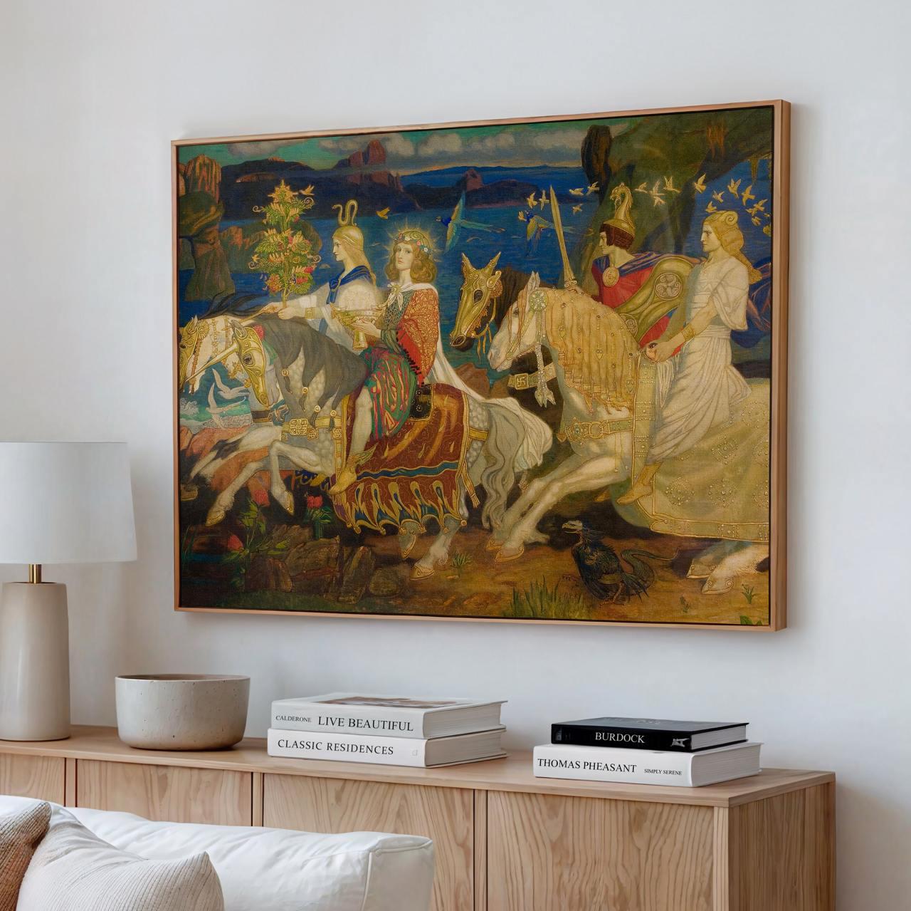 John Duncan - Riders of the Sidhe - Celtic Fairy Riders Print, Mythical Horses Wall Art, Symbolist Fantasy Decor, Vintag