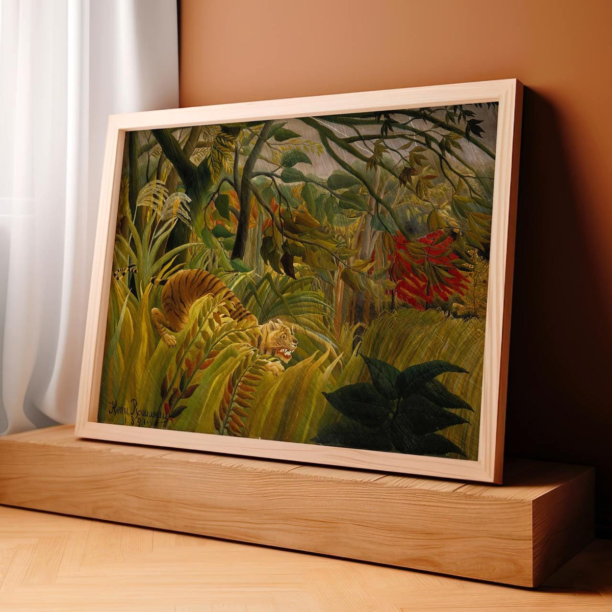 Henri Rousseau - Tiger in a Tropical Storm 1891 - Naive Jungle Predator Print, Rainy Night Wall Art, Primitivist Nature