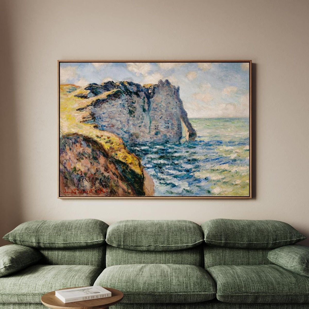 Claude Monet, Cliff of Aval Etretat - Sea Cliff Landscape, Impressionist Coast Print, Dramatic Rocks Art, Modern Home Ca