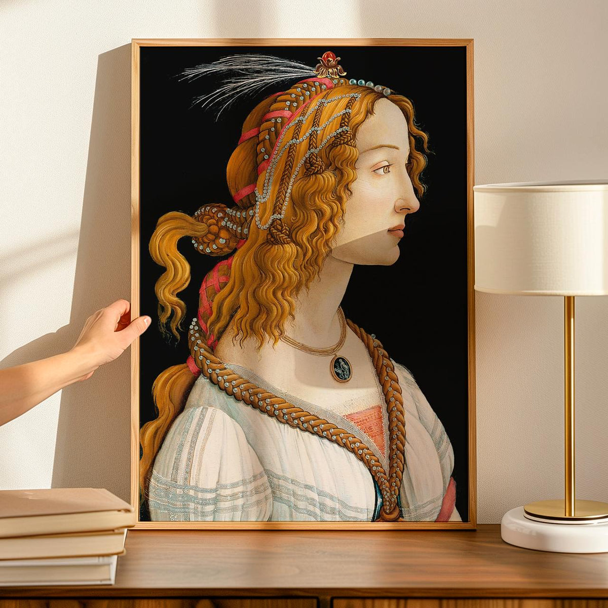 Sandro Botticelli, Portrait Simonetta Vespucci Nymph - Framed Canvas Wall Art, Office Decor, Large Canvas Print