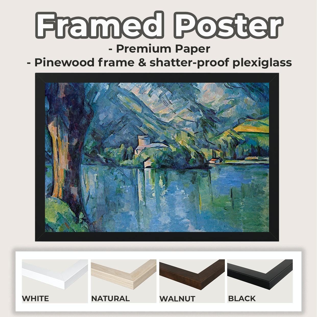 Paul Cezanne, Lake of Annecy 1890s - Framed Canvas Wall Art Print, Home Decor, Modern Gallery Art