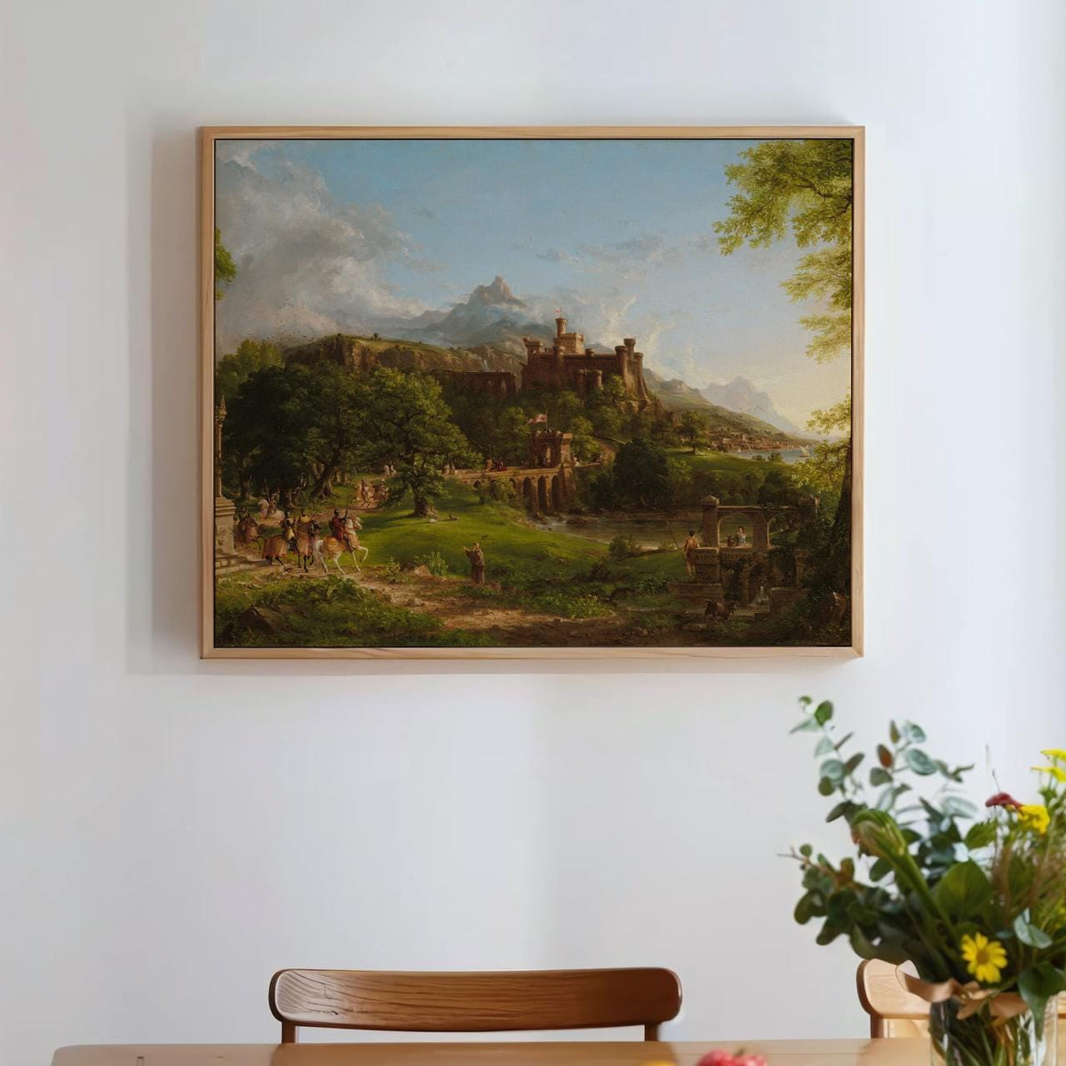 Thomas Cole - The Departure 1837 - Romantic Castle Landscape Canvas Print, Mountain Wall Art, Large Framed Decor