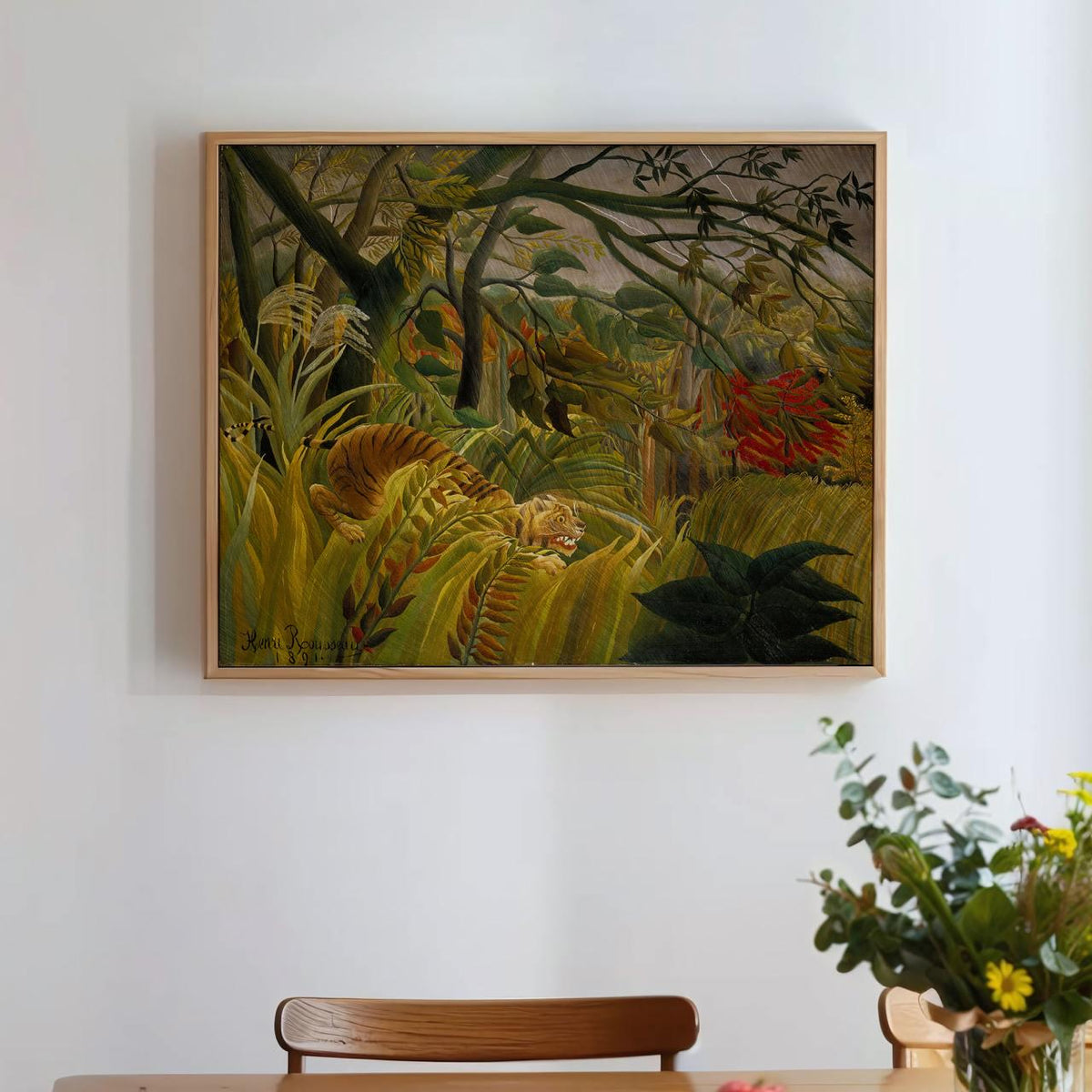 Henri Rousseau - Tiger in a Tropical Storm 1891 - Naive Jungle Predator Print, Rainy Night Wall Art, Primitivist Nature