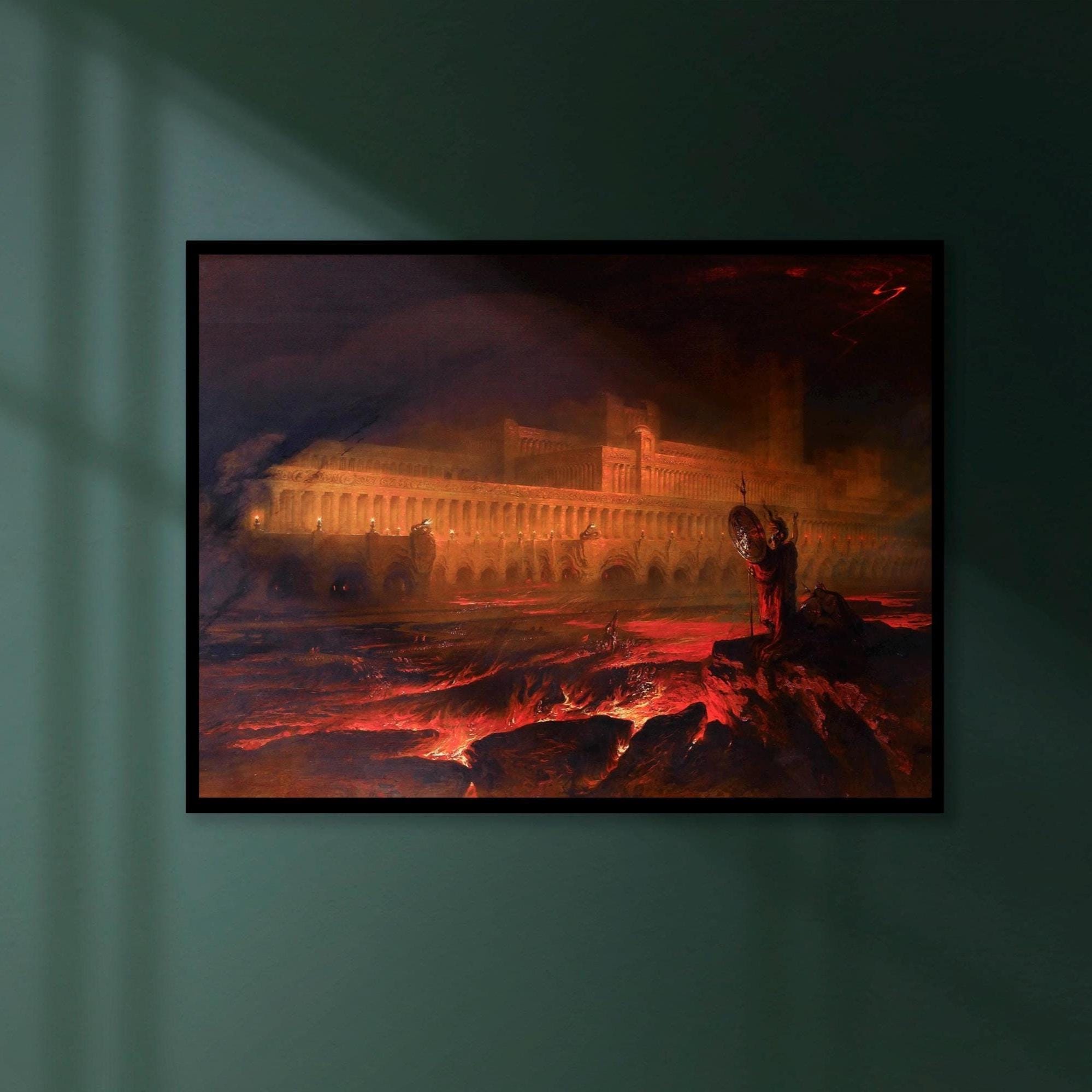 John Martin - Pandemonium. Gothic wall art, Canvas print, Gallery wrapped, Famous art, Painting on canvas, Dark art prin