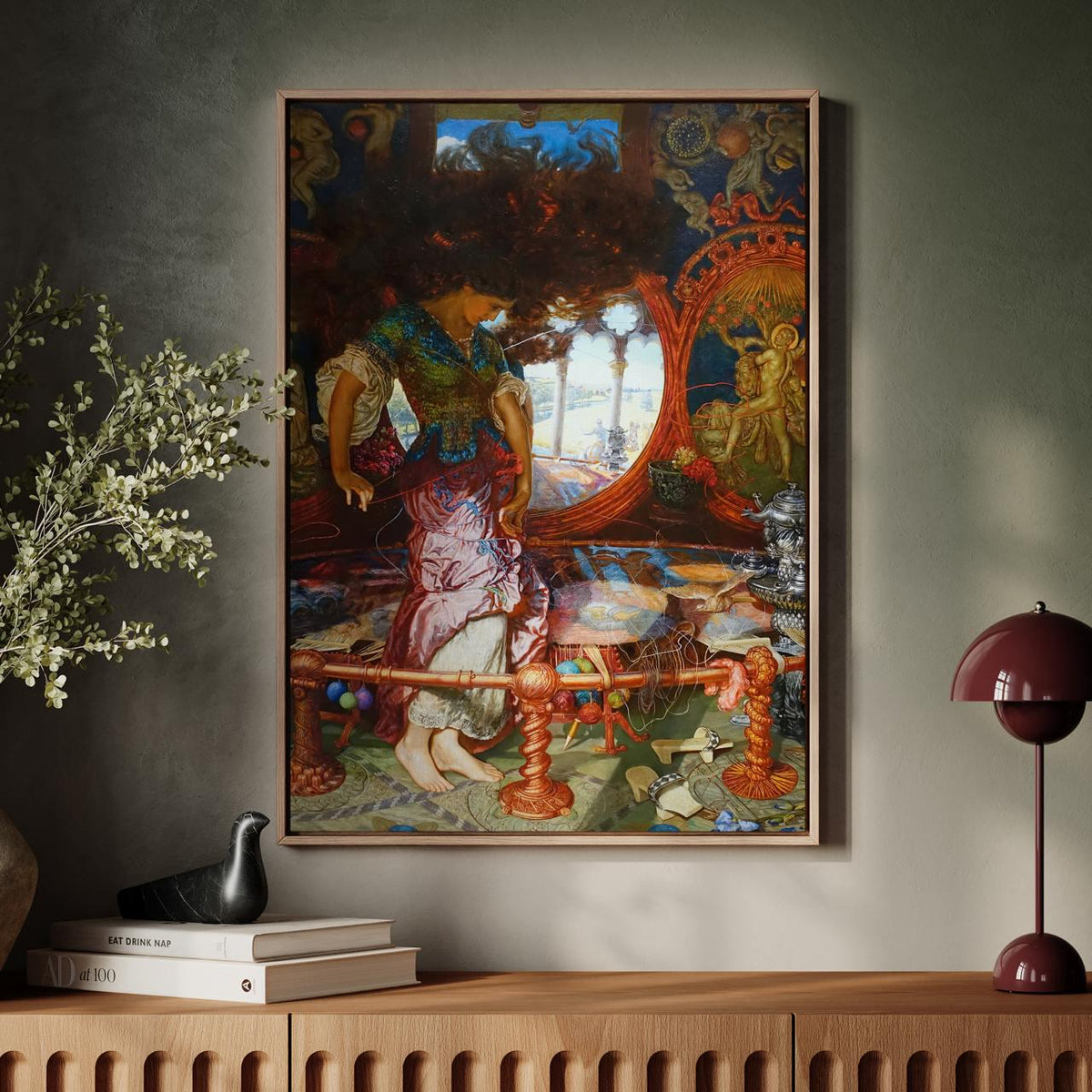 William Holman Hunt – The Lady of Shalott – Pre-Raphaelite Weaving Tower, Tennyson Legend Art Print