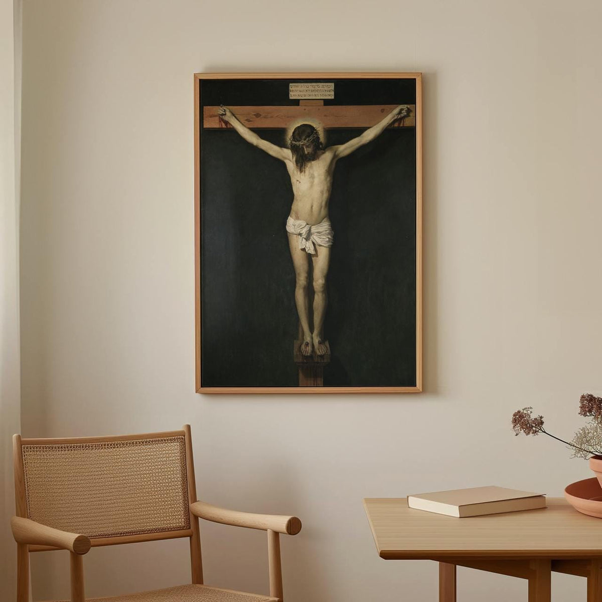 Diego Velazquez - Christ Crucified - Baroque Catholic Canvas Print, Sacred Christ on Cross Religious Wall Art Living Roo