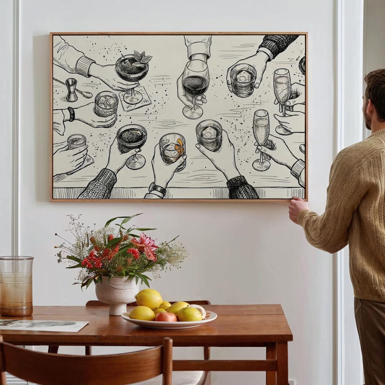Cocktail Party Decor Cheers Wall Print, Bar Cart Print, Minimalist Wall Art, Dining Room Wall Art, Modern Home Decor Art