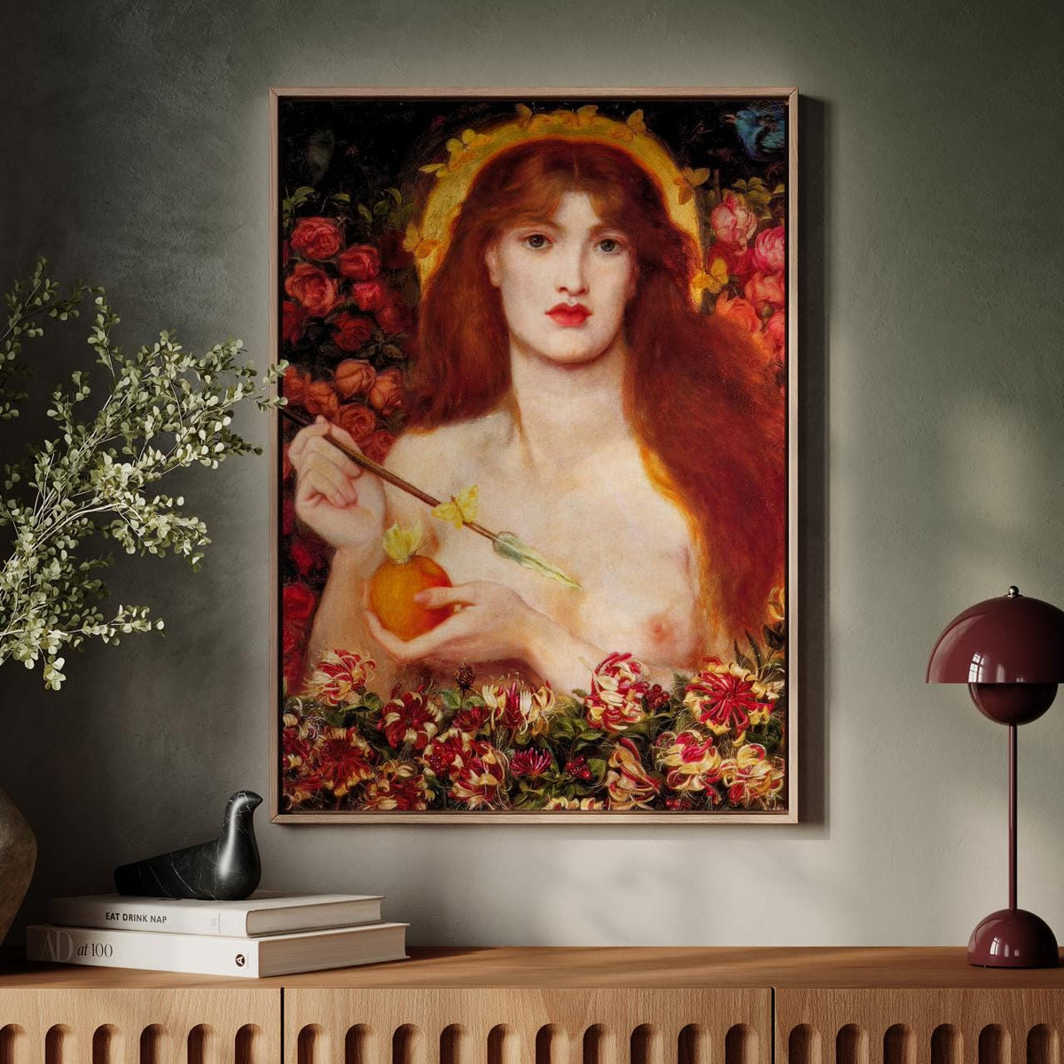 Dante Gabriel Rossetti, Venus Verticordia 1868 - Floral Portrait Print, Vintage Wall Art, Pre-Raphaelite Decor for Bedro