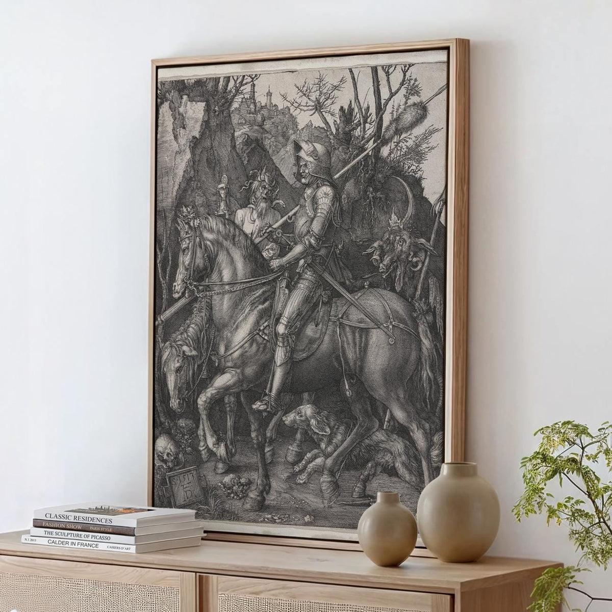 Albrecht Dürer, Knight, Death and the Devil - Renaissance Engraving, Dramatic Knight Print, Vintage Decor, Canvas Wall A