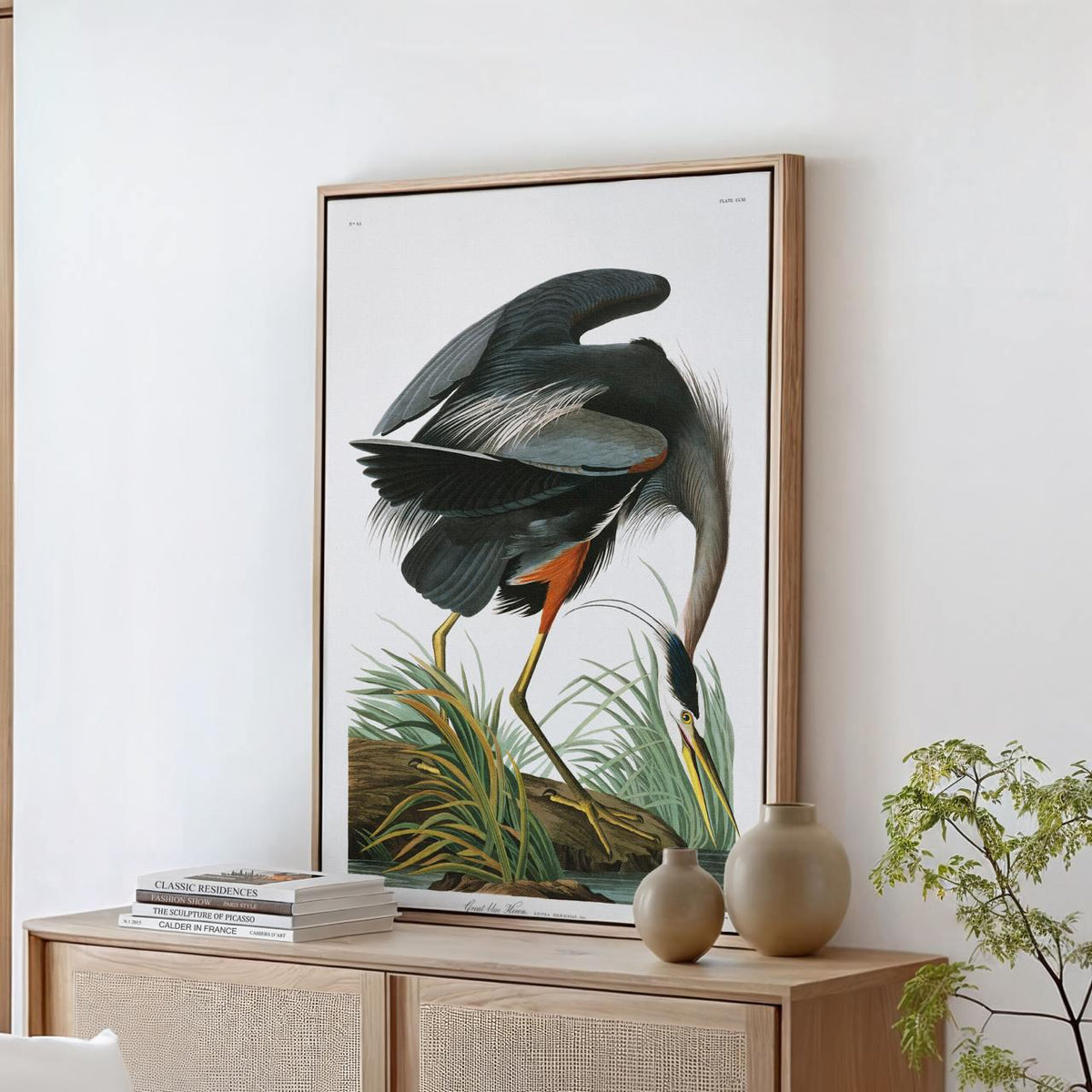 John James Audubon, Great Blue Heron (1821) - Birds of America Print, Realistic Bird Illustration, Nature Wall Art, Larg