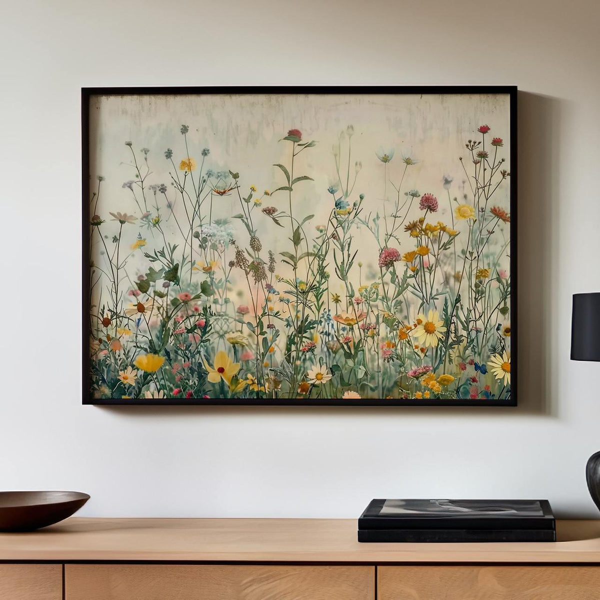 Watercolor Wildflower Botanical Prints Framed Canvas Wall Art Set, Modern Boho Minimalist Decor For Bedroom Walls art43