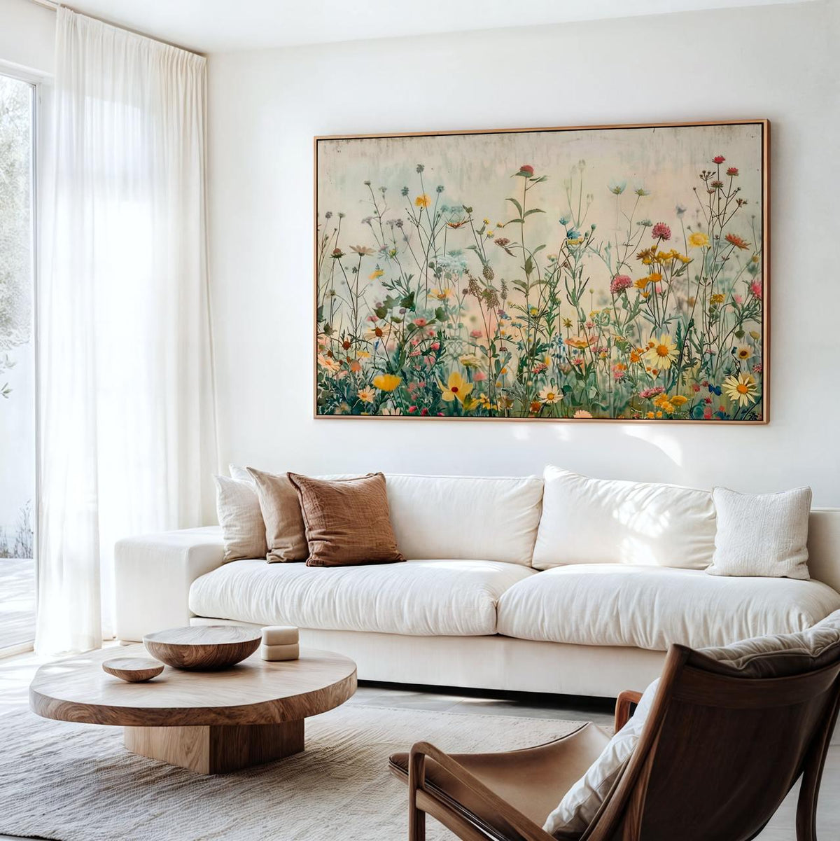 Watercolor Wildflower Botanical Prints Framed Canvas Wall Art Set, Modern Boho Minimalist Decor For Bedroom Walls art43