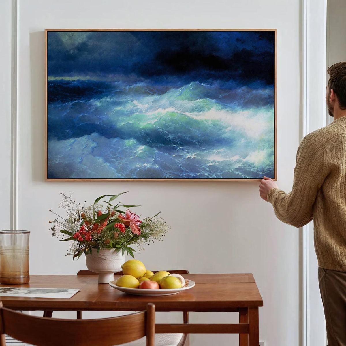Ivan Aivazovsky, Among the Waves (1898) - Romantic Seascape Print, Stormy Sea Battle, Canvas Wall Art Decor