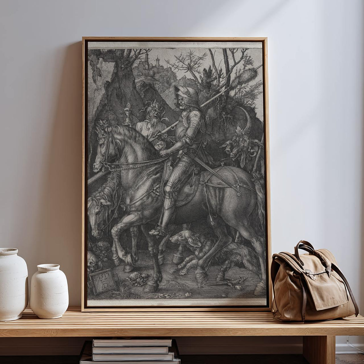 Albrecht Dürer, Knight, Death and the Devil - Renaissance Engraving, Dramatic Knight Print, Vintage Decor, Canvas Wall A
