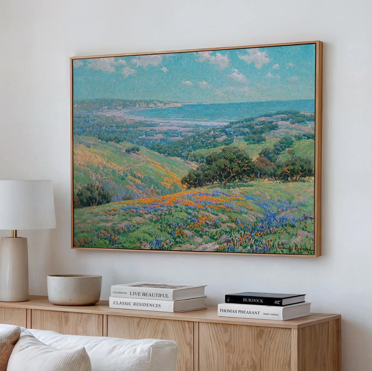 Granville Redmond, Malibu Coast Spring (1929) - California Impressionist Print, Coastal Wildflowers Scene, Canvas Landsc