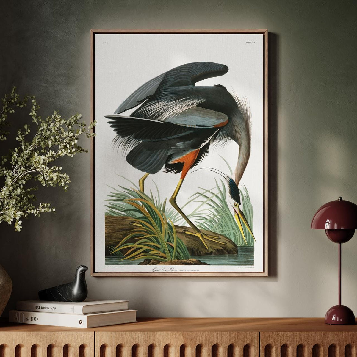 John James Audubon, Great Blue Heron (1821) - Birds of America Print, Realistic Bird Illustration, Nature Wall Art, Larg
