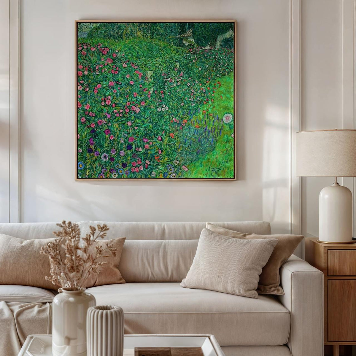 Gustav Klimt, Italian Garden Landscape (1913) - Floral Square Print, Decorative Garden Scene, Colorful Wall Art