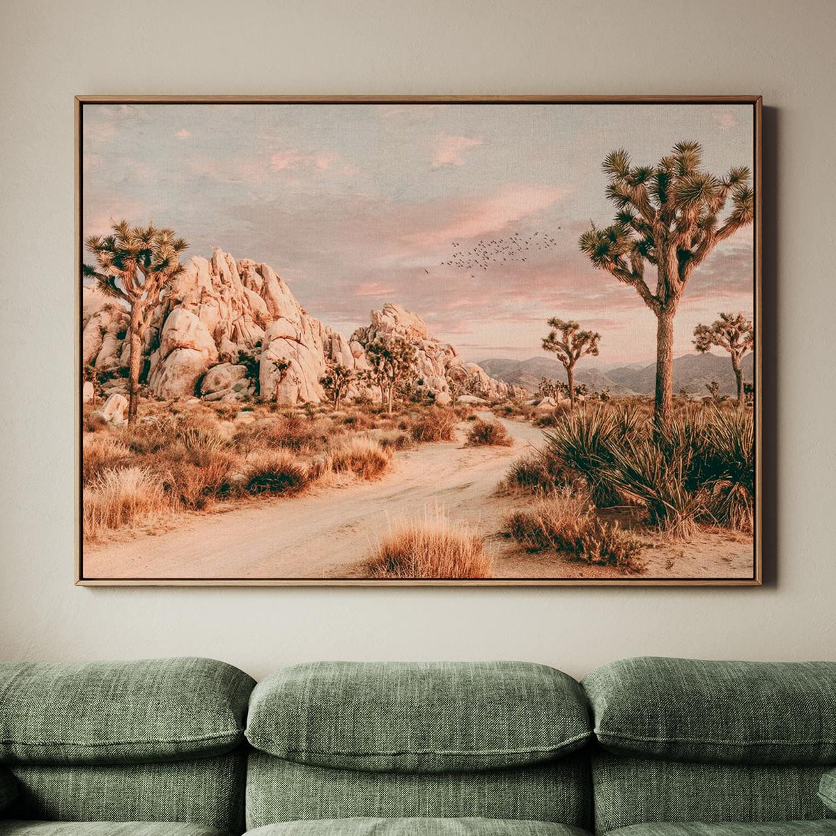 Joshua Tree Desert Landscape Framed Canvas Wall Art, California Photography Print, Tranquil Desert Decor, ART196