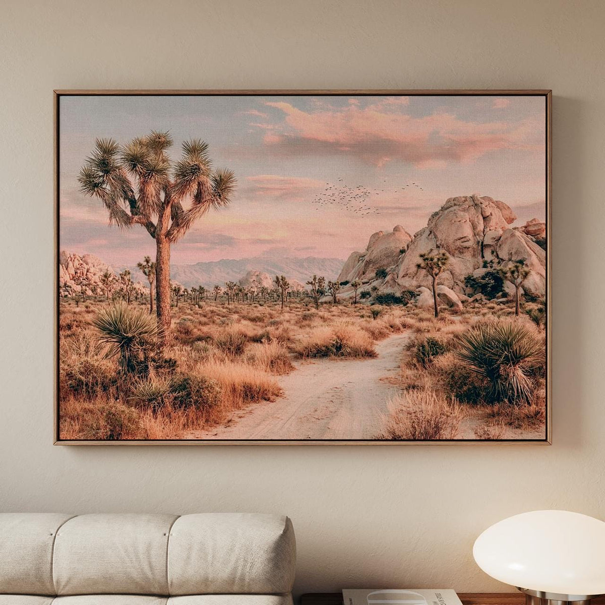 Framed Joshua Tree Canvas Print, California Desert Landscape Photography, Modern Nature Wall Art, ART196