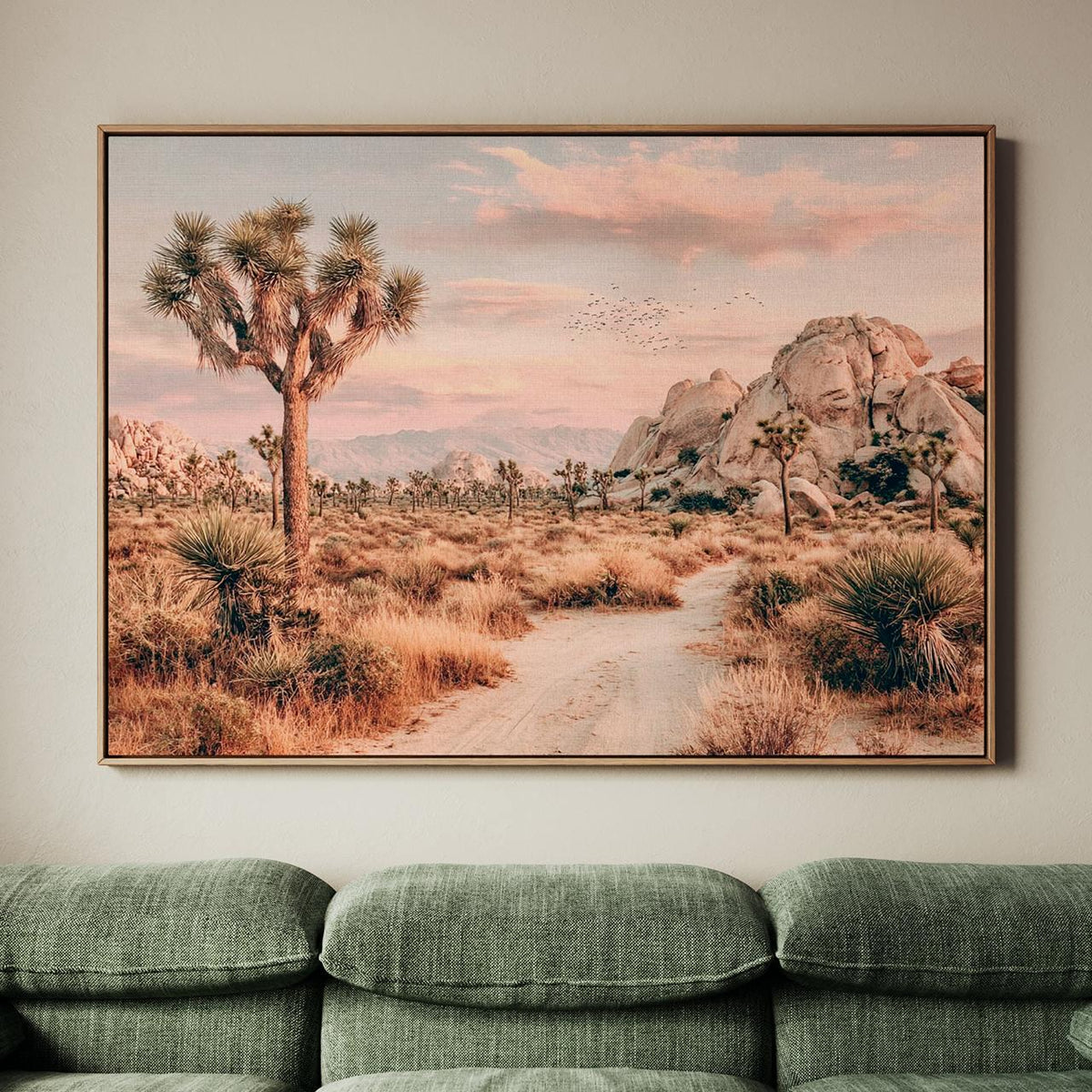 Framed Joshua Tree Canvas Print, California Desert Landscape Photography, Modern Nature Wall Art, ART196