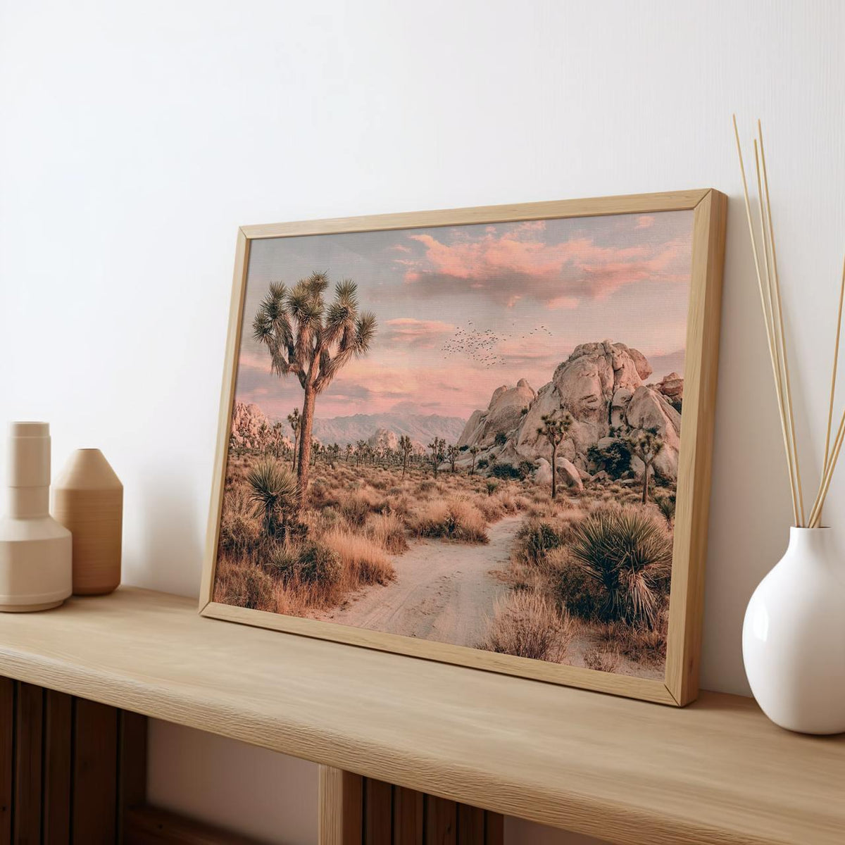 Framed Joshua Tree Canvas Print, California Desert Landscape Photography, Modern Nature Wall Art, ART196