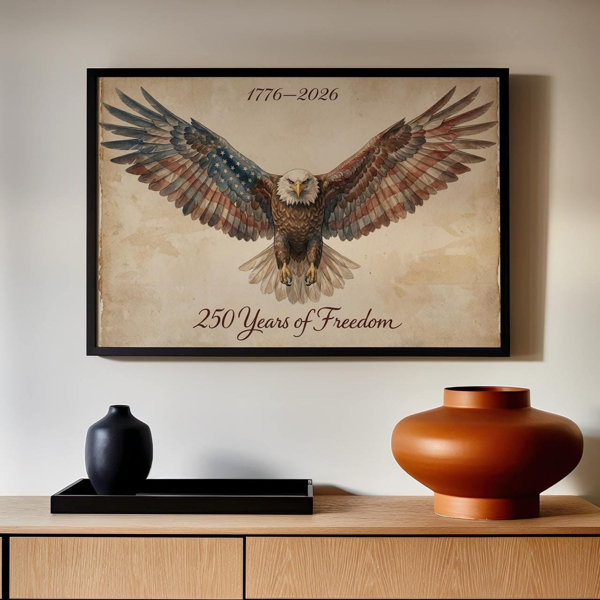 USA 250 anniversary Bald Eagle Wall Art, 1776-2026 Semiquincentennial, Patriotic Eagle Decor, America 250 Wall Art for H