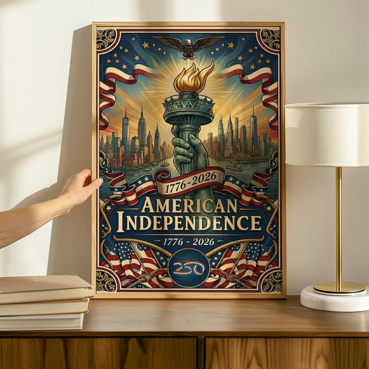 America 250 wall art 1776-2026, United States Patriotic Poster, Stars and Stripes Poster, Independence Poster, 4th July