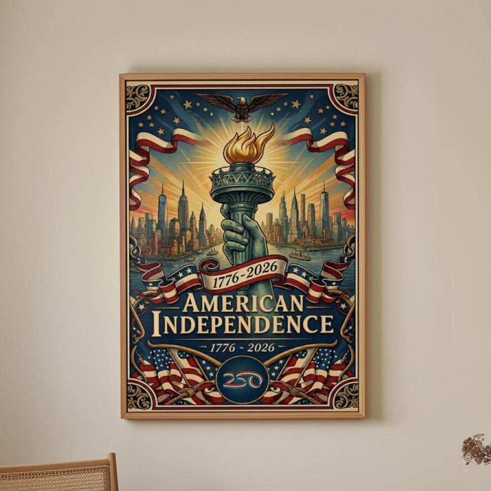 America 250 wall art 1776-2026, United States Patriotic Poster, Stars and Stripes Poster, Independence Poster, 4th July