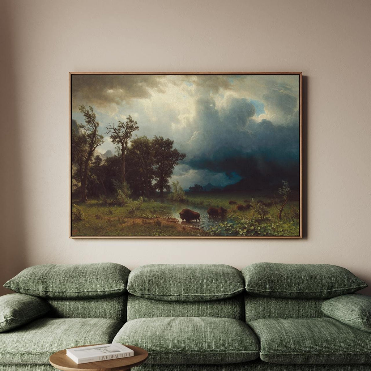 Albert Bierstadt, The Buffalo Trail - landscape wall art, nature decor, western canvas print, museum style art, large ho