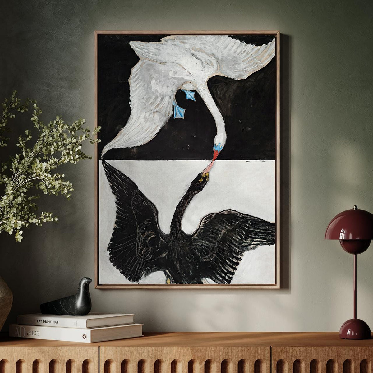 Hilma af Klint, The Swan - abstract wall art, modern canvas print, giclée art print, large wall decor, black and white s