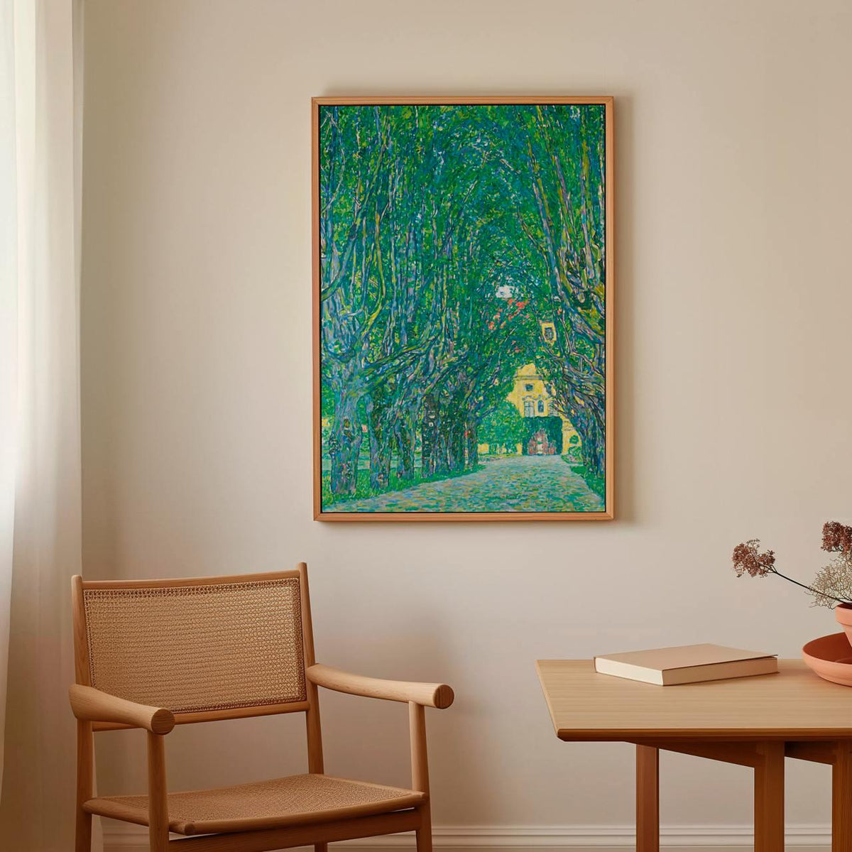 Gustav Klimt, Avenue to Schloss Kammer - green landscape wall art, framed canvas print, vintage art, minimalist decor, g
