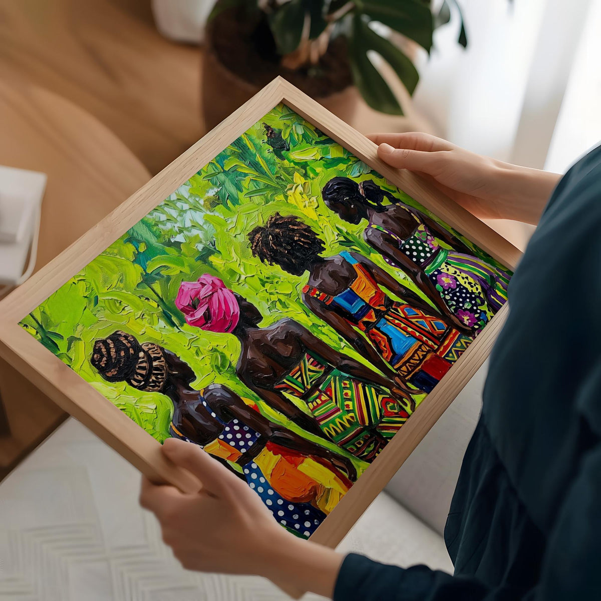 Afrocentric Boho Wall Art, Modern Female Figure Print, Colorful Cultural Decor, Living Room Statement Art, ART383