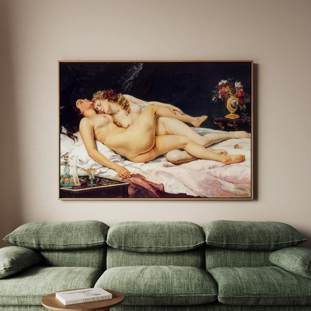 Gustave Courbet - The Sleepers, Le Sommeil. Sensual bedroom wall art, Lesbian Art, Couple canvas art, Living room wall a