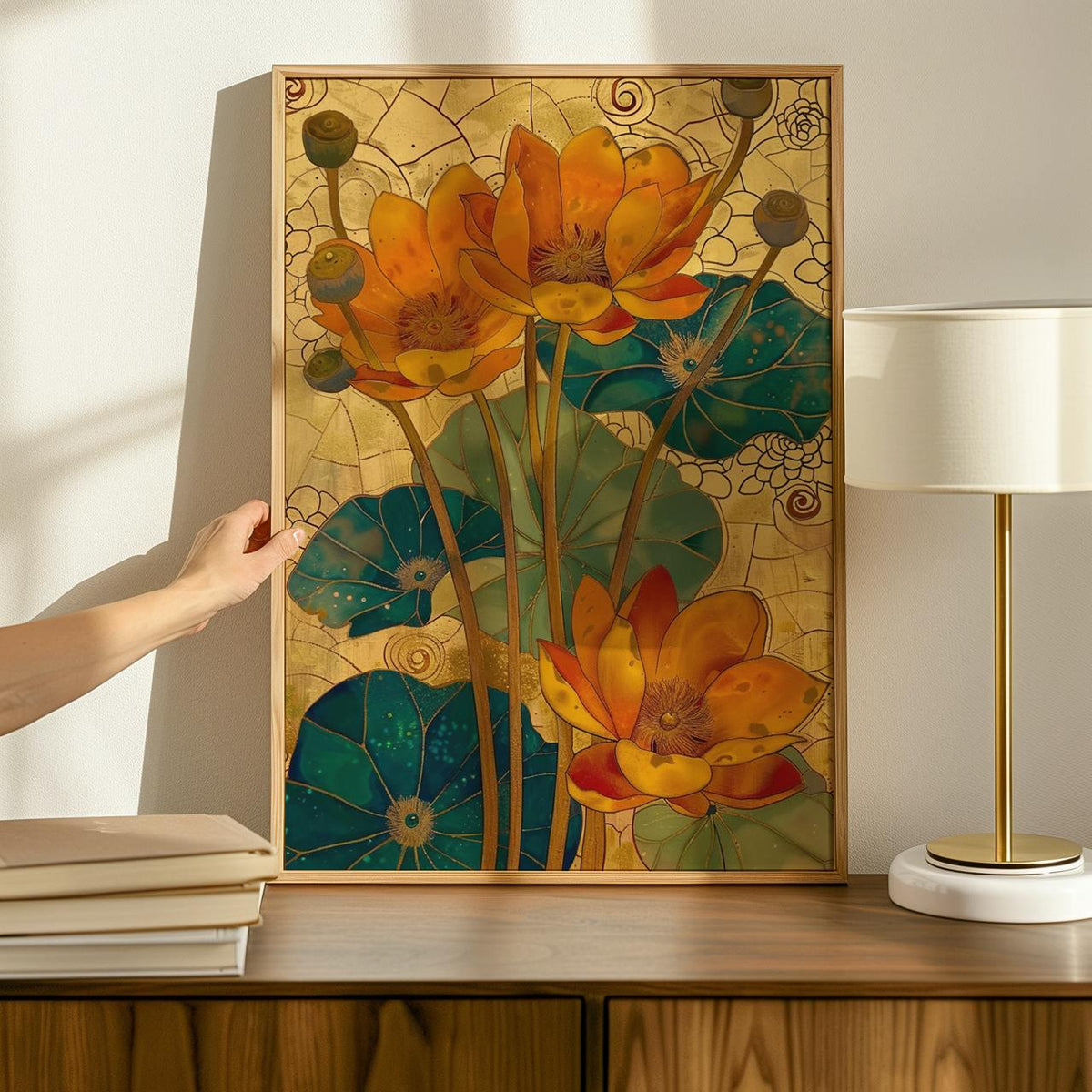 Vintage Inspired Yellow Flower Art, Botanical Wall Decor, Retro Mid-Century Modern Floral Print, ART380