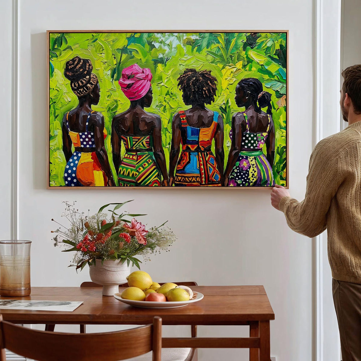 Afrocentric Boho Wall Art, Modern Female Figure Print, Colorful Cultural Decor, Living Room Statement Art, ART383