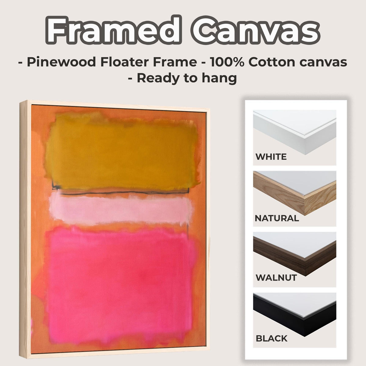 Mark Rothko Inspired Abstract White Pink Canvas Print, Color Field Style Wall Art, Modern Decor, ART417