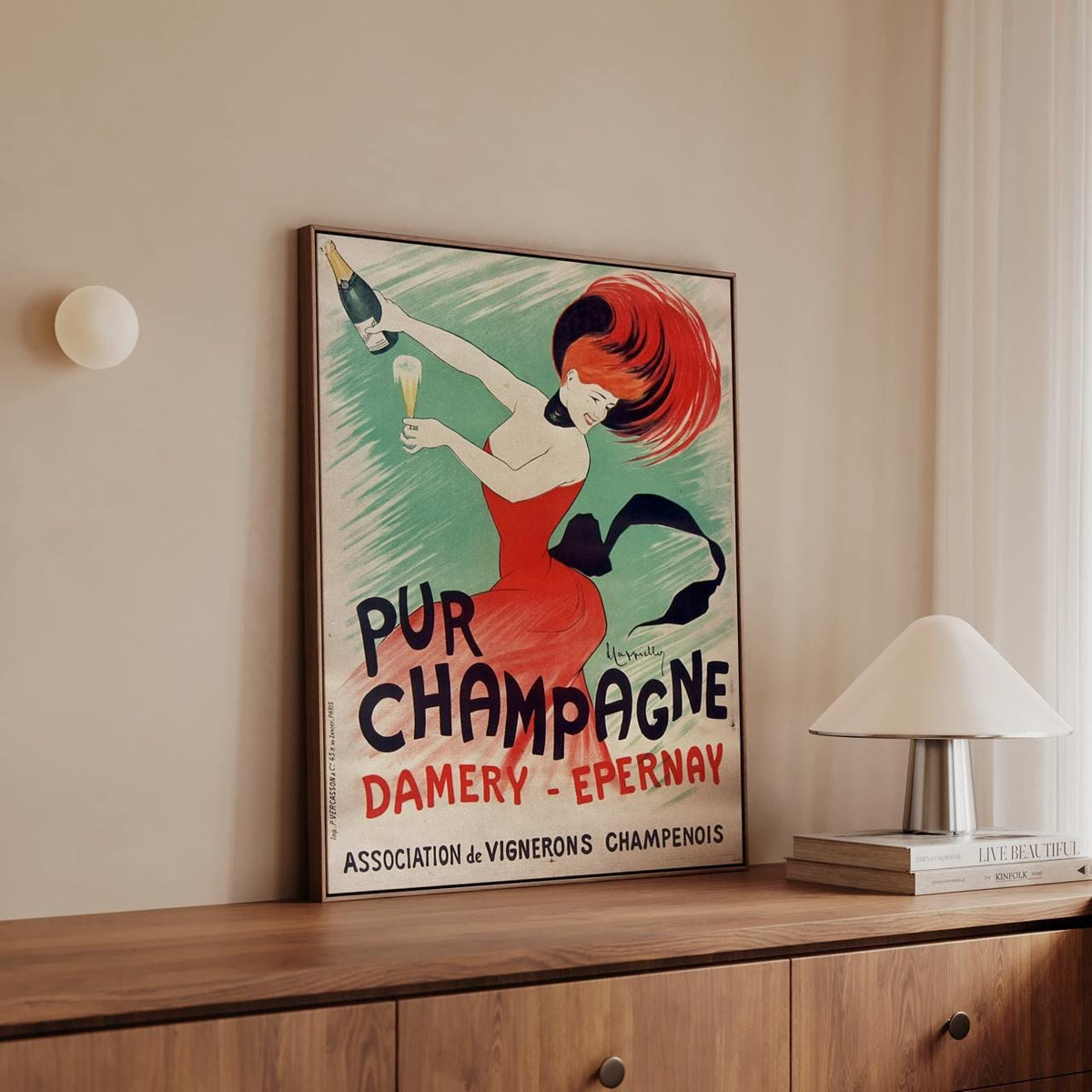 Leonetto Cappiello, Pur Champagne - Vintage French Poster, Champagne Wall Art, Retro Advertising Print, Bar Decor