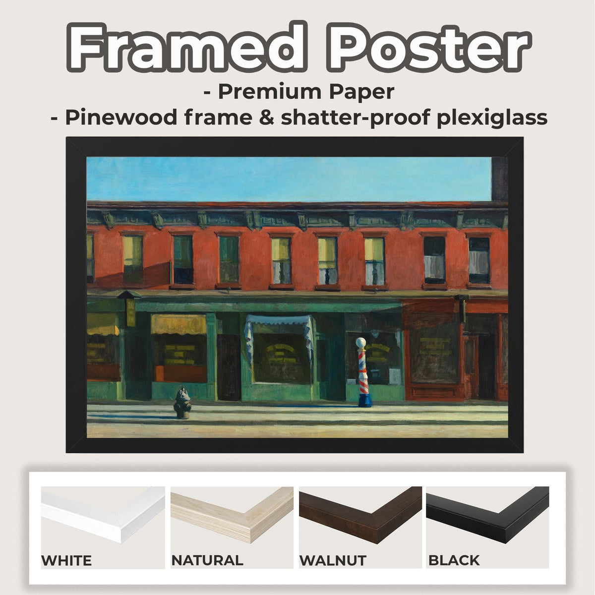 Edward Hopper, Early Sunday Morning - Urban Wall Art, Quiet Cityscape Print, Classic American Canvas Decor, Minimalist P