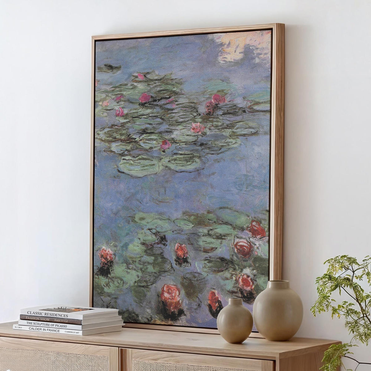 Claude Monet, Water Lilies Vertical - Impressionist Pond Print, French Garden Wall Art, Serene Floral Poster, Blue and G