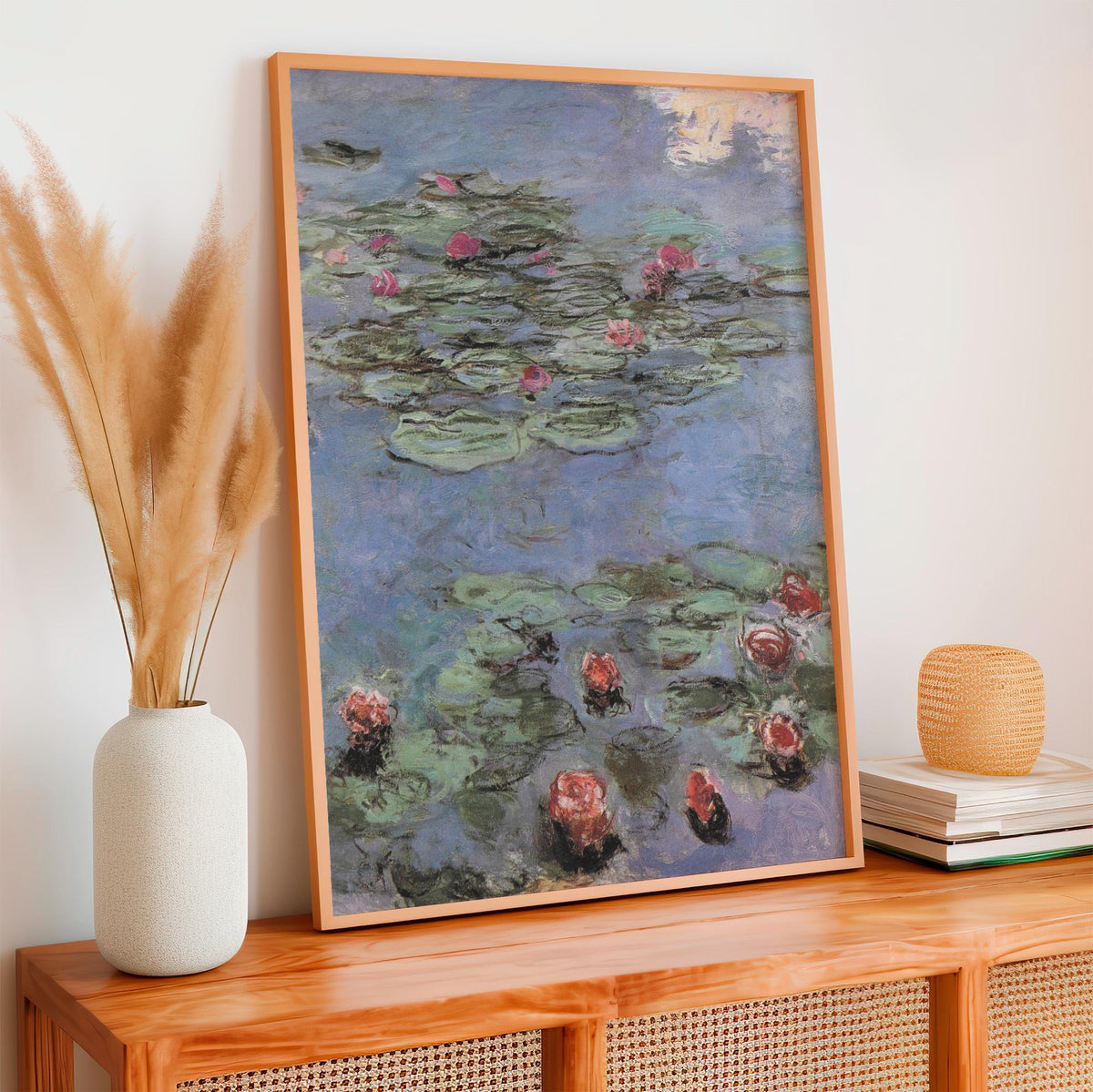 Claude Monet, Water Lilies Vertical - Impressionist Pond Print, French Garden Wall Art, Serene Floral Poster, Blue and G