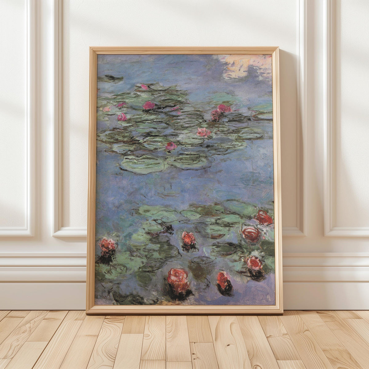 Claude Monet, Water Lilies Vertical - Impressionist Pond Print, French Garden Wall Art, Serene Floral Poster, Blue and G