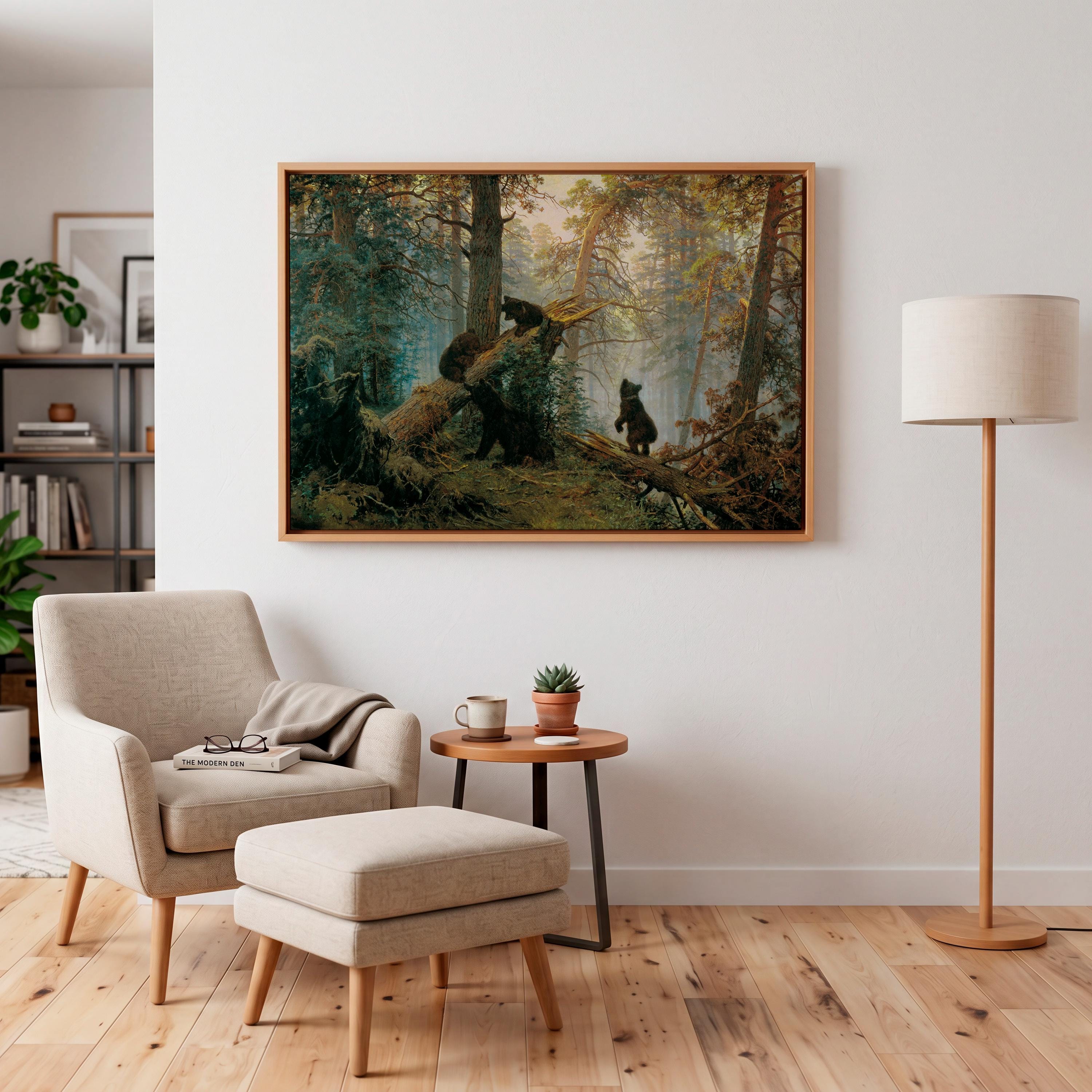 Ivan Shishkin, Morning in a Pine Forest - 1889 Forest Landscape Print, Russian Bear Cubs Wall Art, Classic Woodland Post
