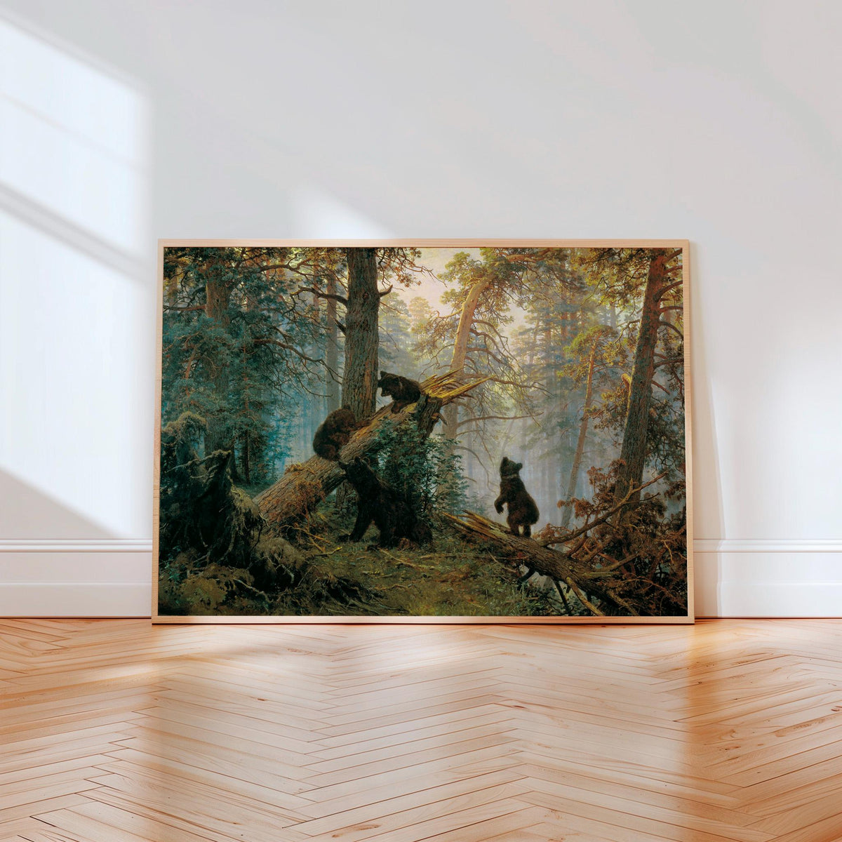 Ivan Shishkin, Morning in a Pine Forest - 1889 Forest Landscape Print, Russian Bear Cubs Wall Art, Classic Woodland Post